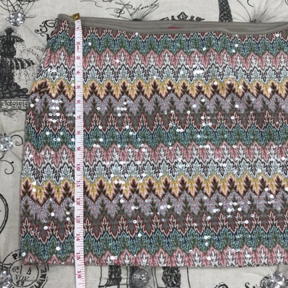 HUGO BOSS Multi-Color Chevron Sequin Mini Skirt - Picture 7 of 11